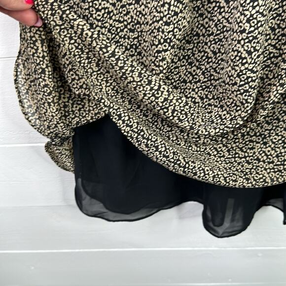 ANA A New Approach Black Tan V Neck Animal Print Sleeveless Empire Waist Dress 8 - Picture 11 of 11